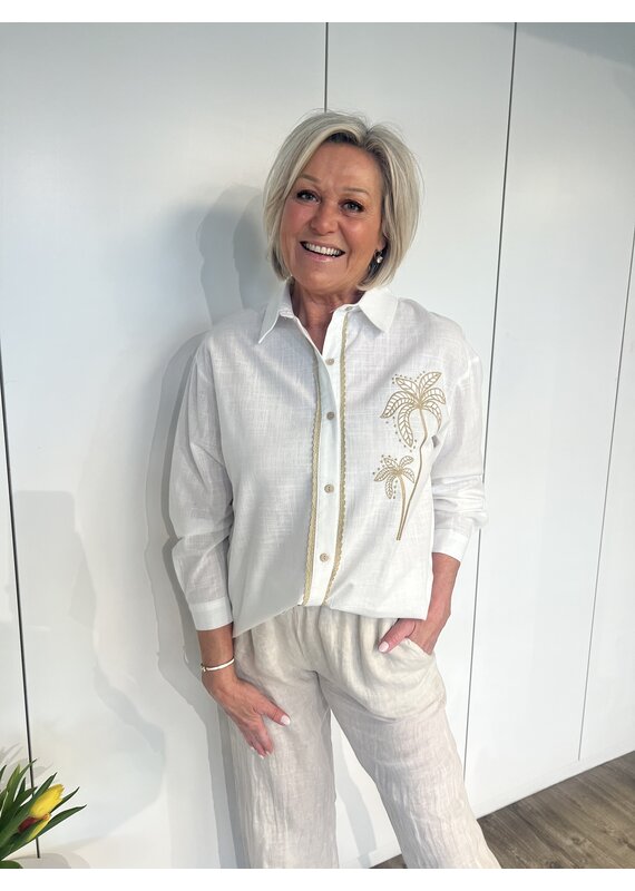 Palmtree Linnen Blouse - Wit