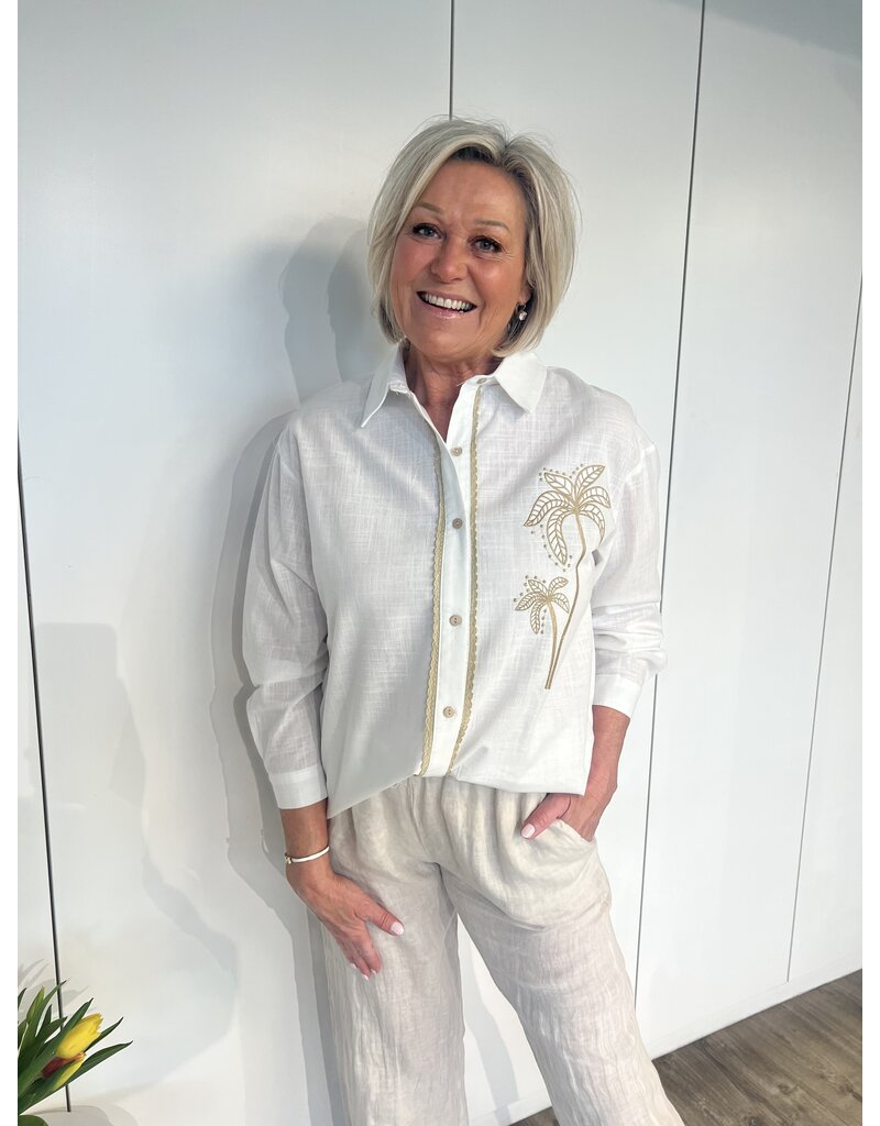 Palmtree Linnen Blouse - Wit