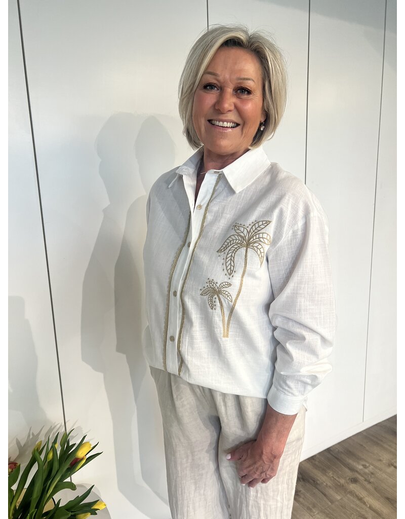 Palmtree Linnen Blouse - Wit