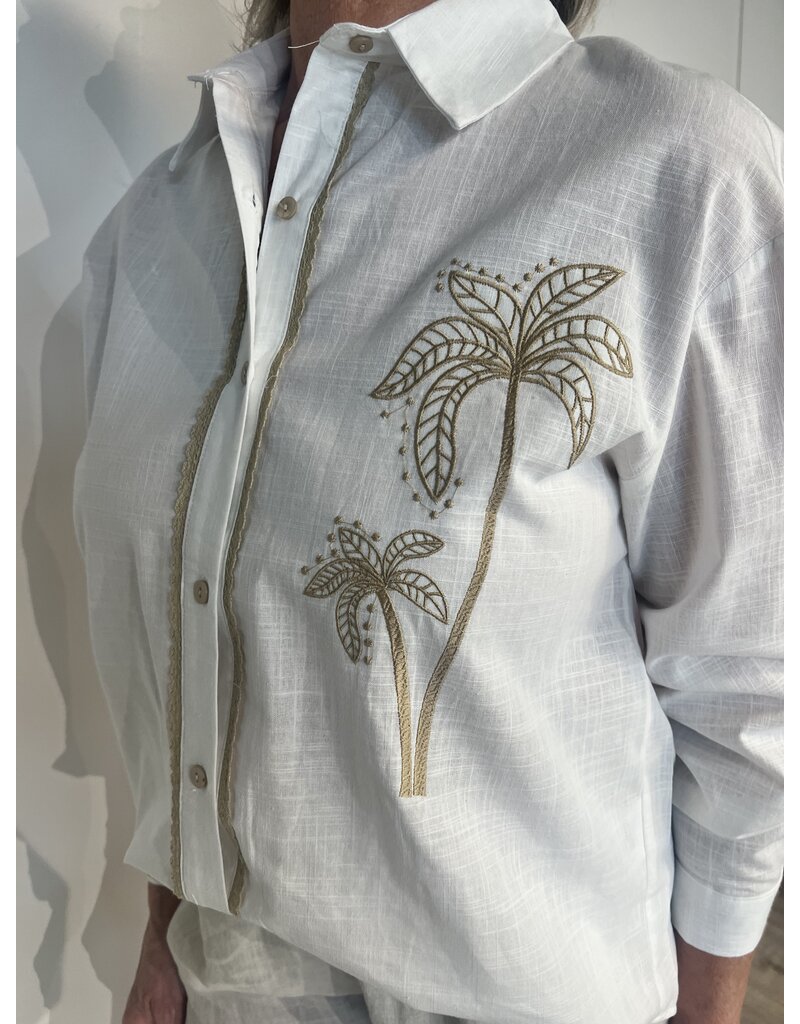 Palmtree Linnen Blouse - Wit