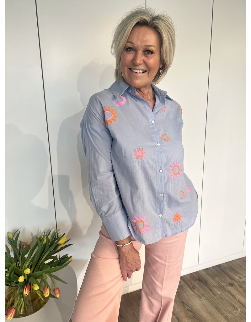 Tess Blouse Patchwork - Blauw