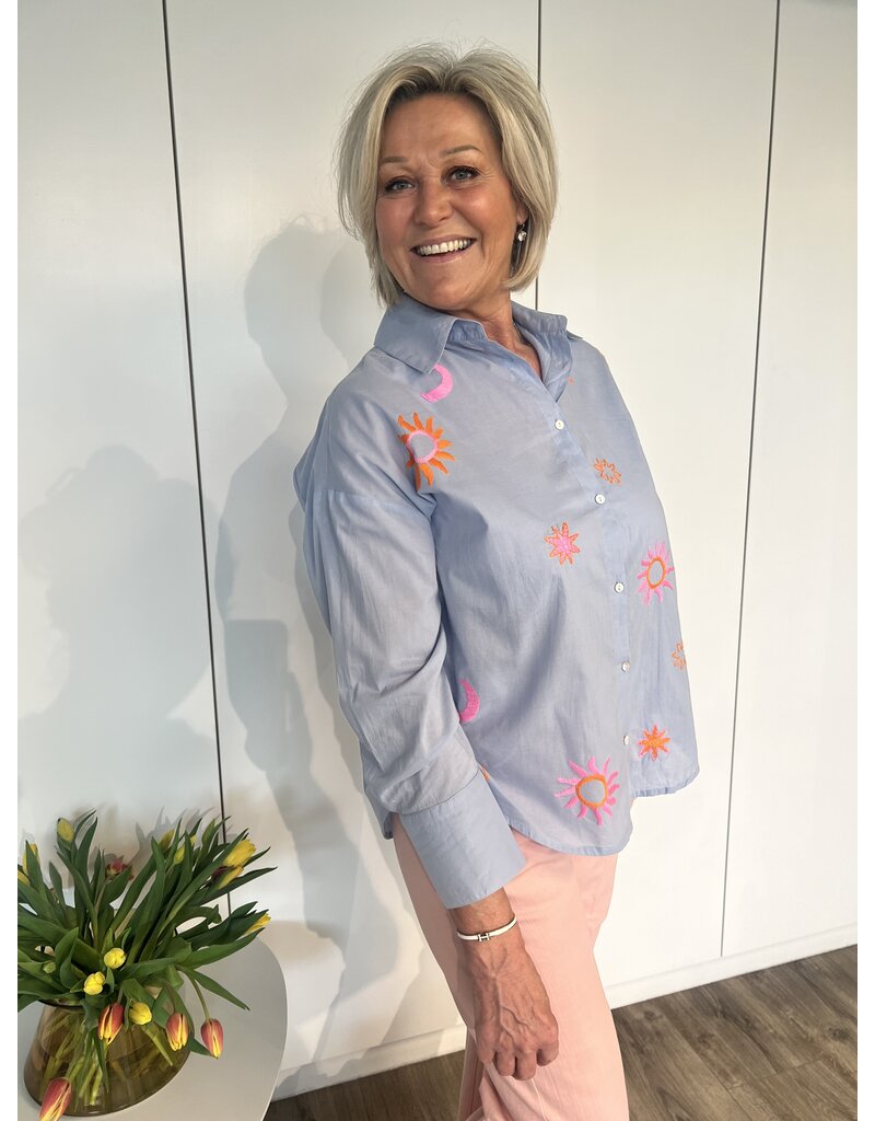 Tess Blouse Patchwork - Blauw