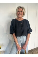 Oliva Linnen Top - Navy