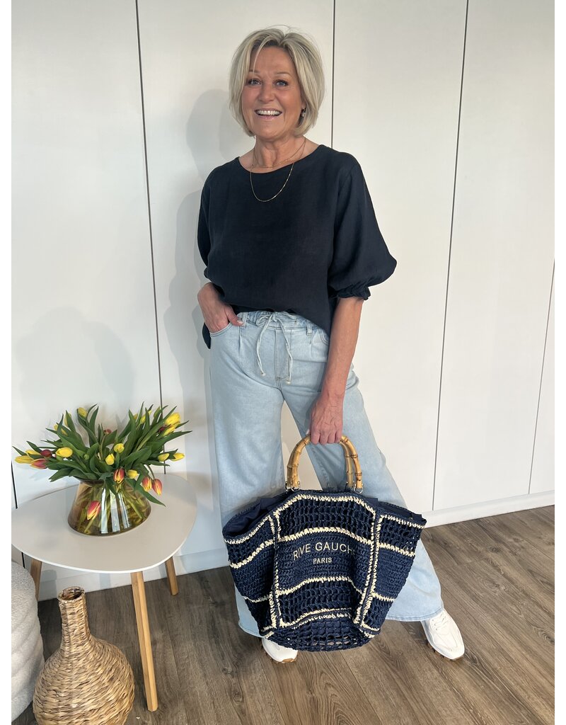 Oliva Linnen Top - Navy