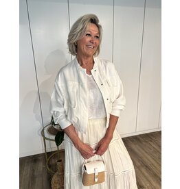 Anna Linnen Bomber - Wit