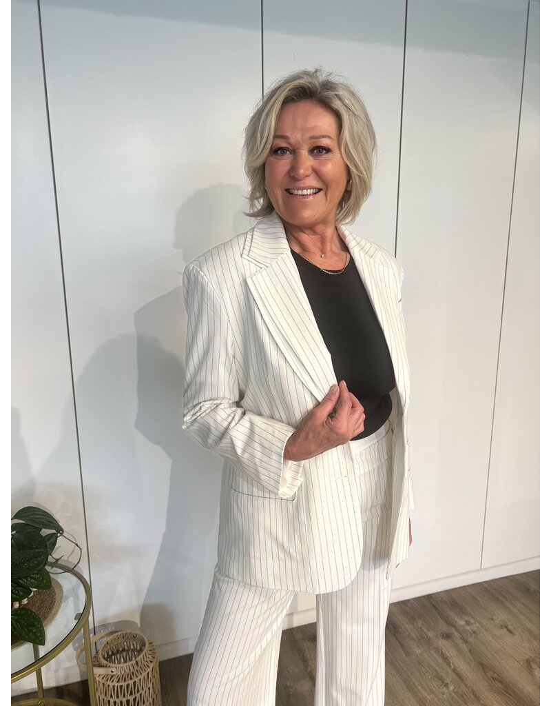 Hazel Stripe Blazer - Wit
