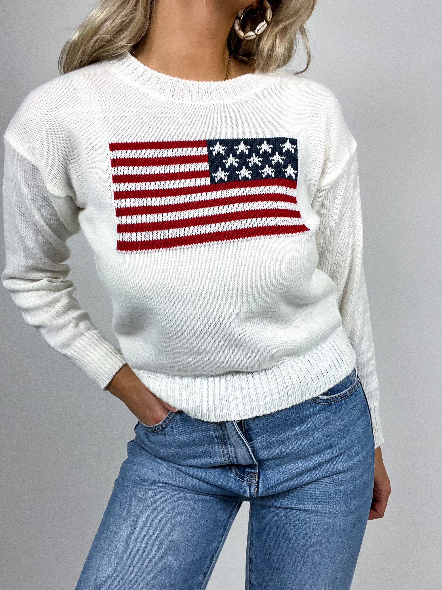 gewoon Zwaaien Fascinerend Party in the USA Knit White - Minre