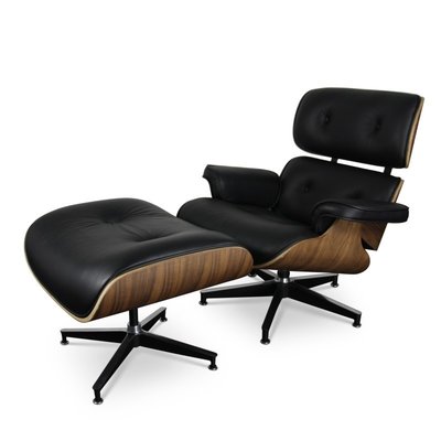 Lounge chair met voetenbank - zwart Lounge chair met voetenbank - zwart