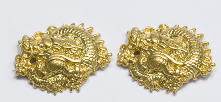 Menuki Ryu rond goud - Per paar