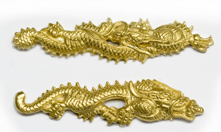 Menuki Ryu Goud klein - Per paar