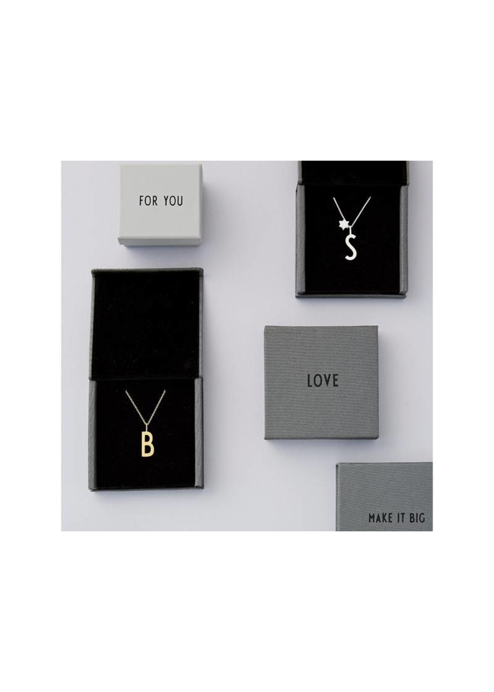 Design Letters Chain Necklace - Gold Plated Silver