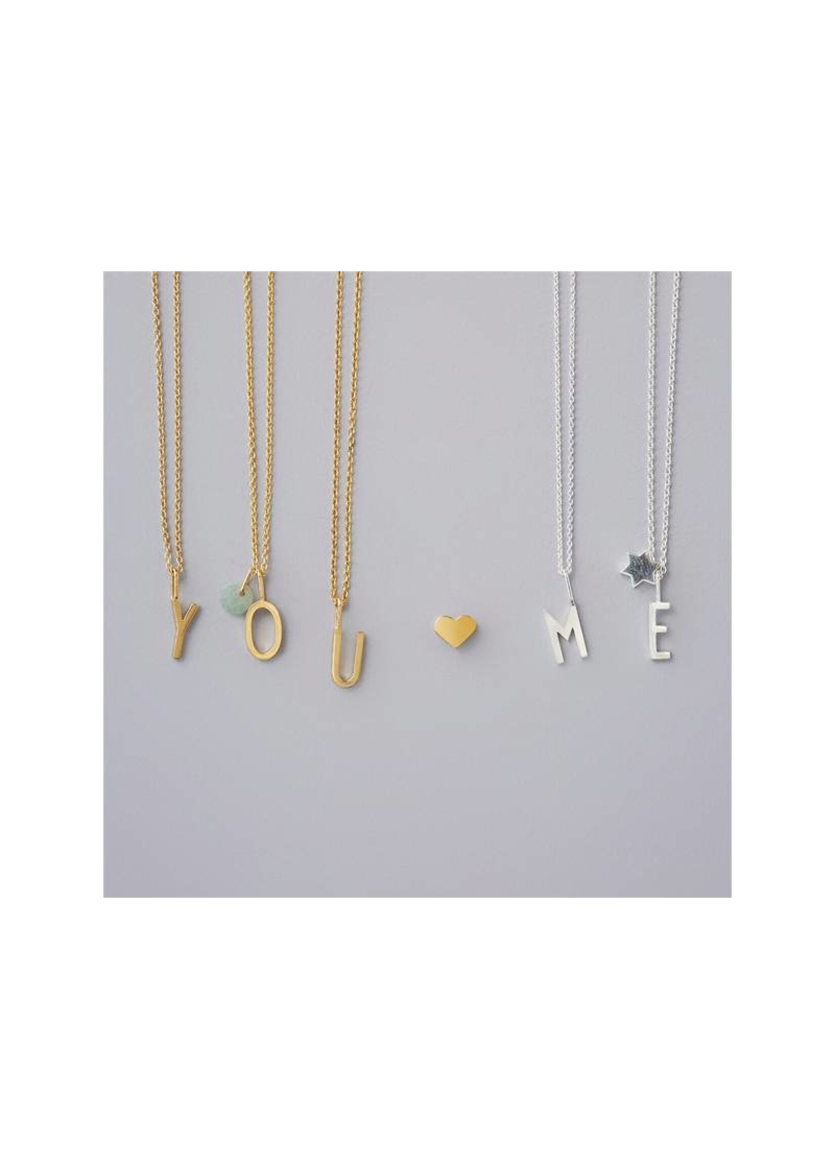 Design Letters Chain Necklace - Gold Plated Silver