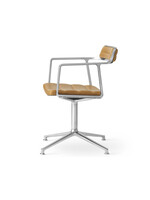 Vipp 452 Swivel chair w/ gliders Polished aluminium Sand leather