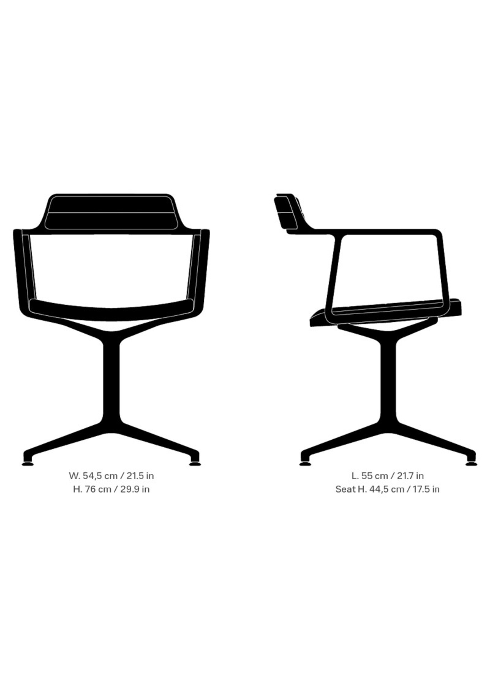 Vipp 452 Swivel chair w/ gliders Polished aluminium Sand leather