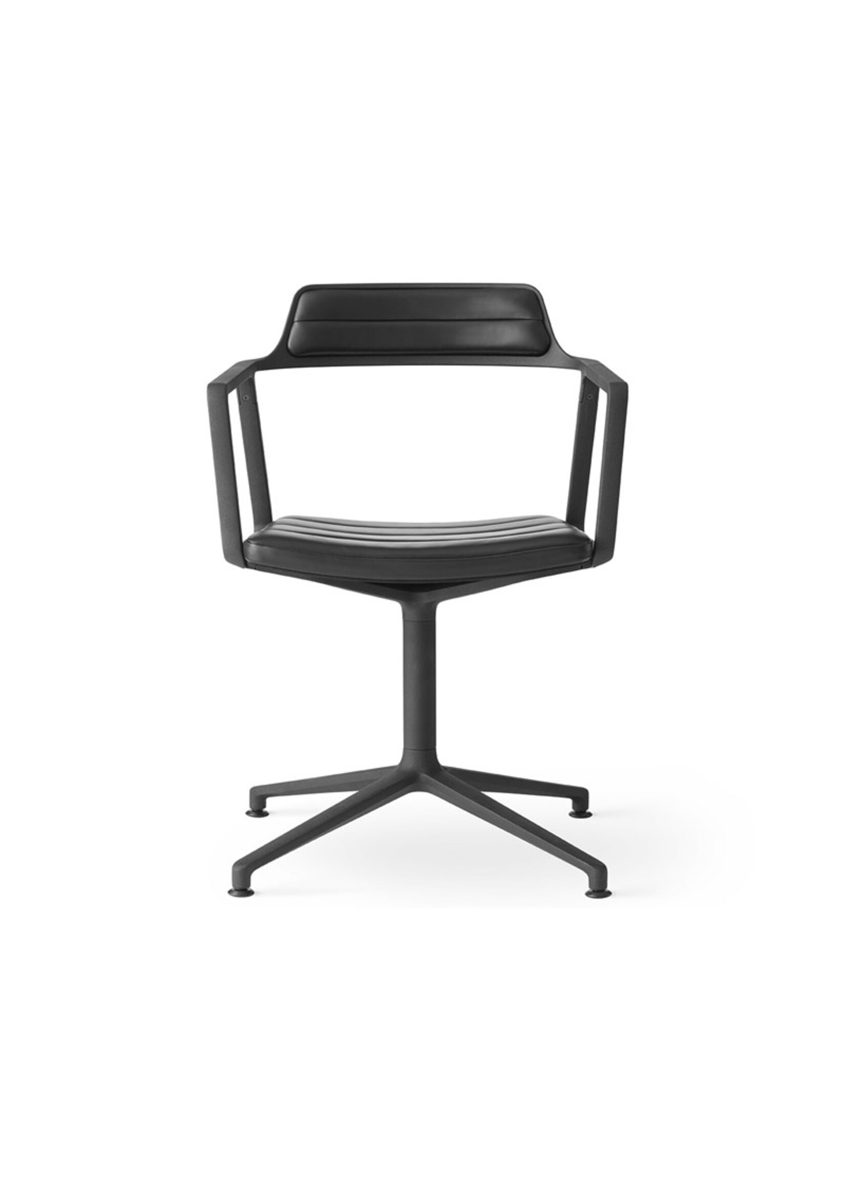 Vipp 452 Swivel chair w/ gliders Black aluminium Black leather