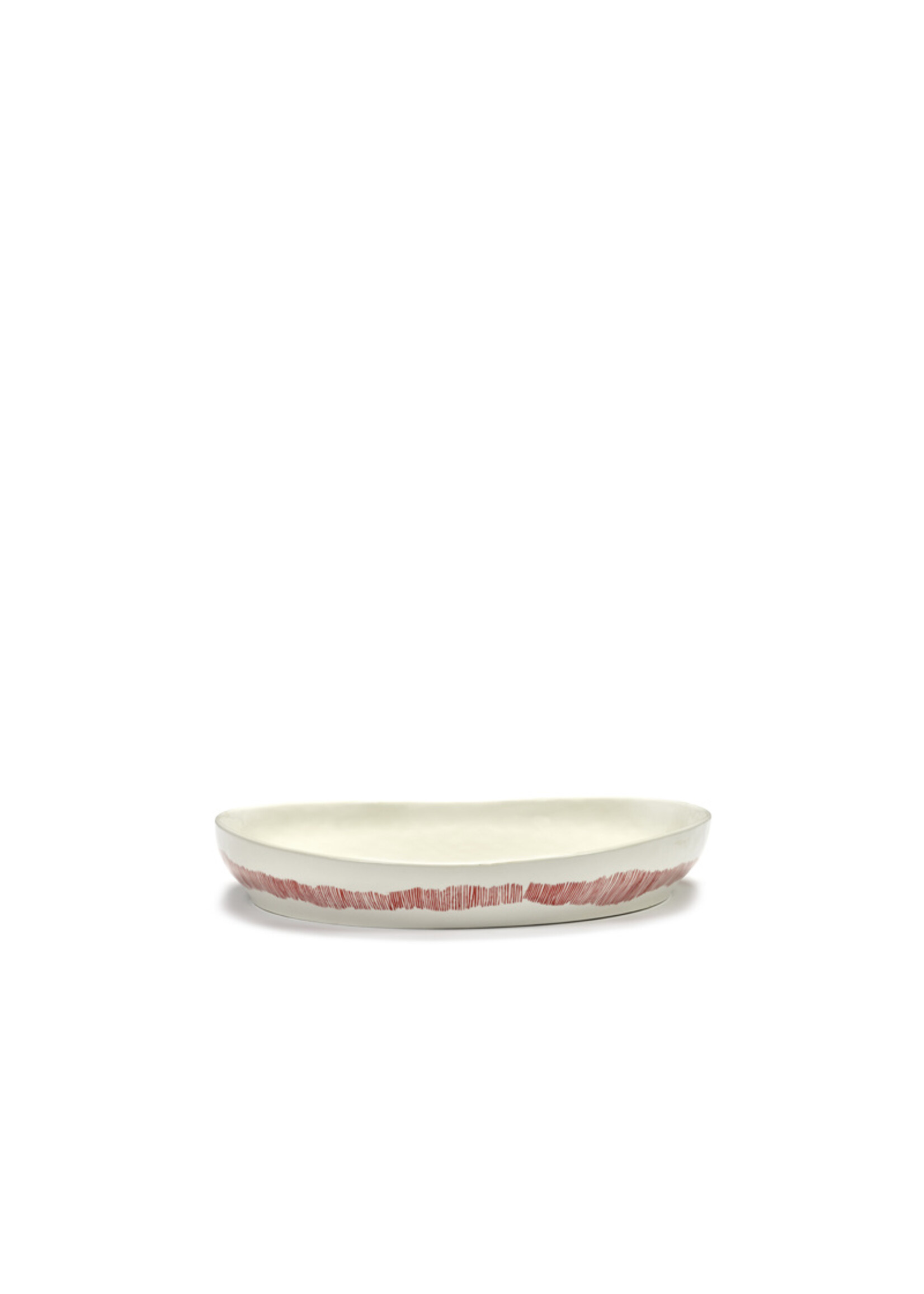 Serax Feast - Serveerschaal - White Swirl Stripes Rood - D35