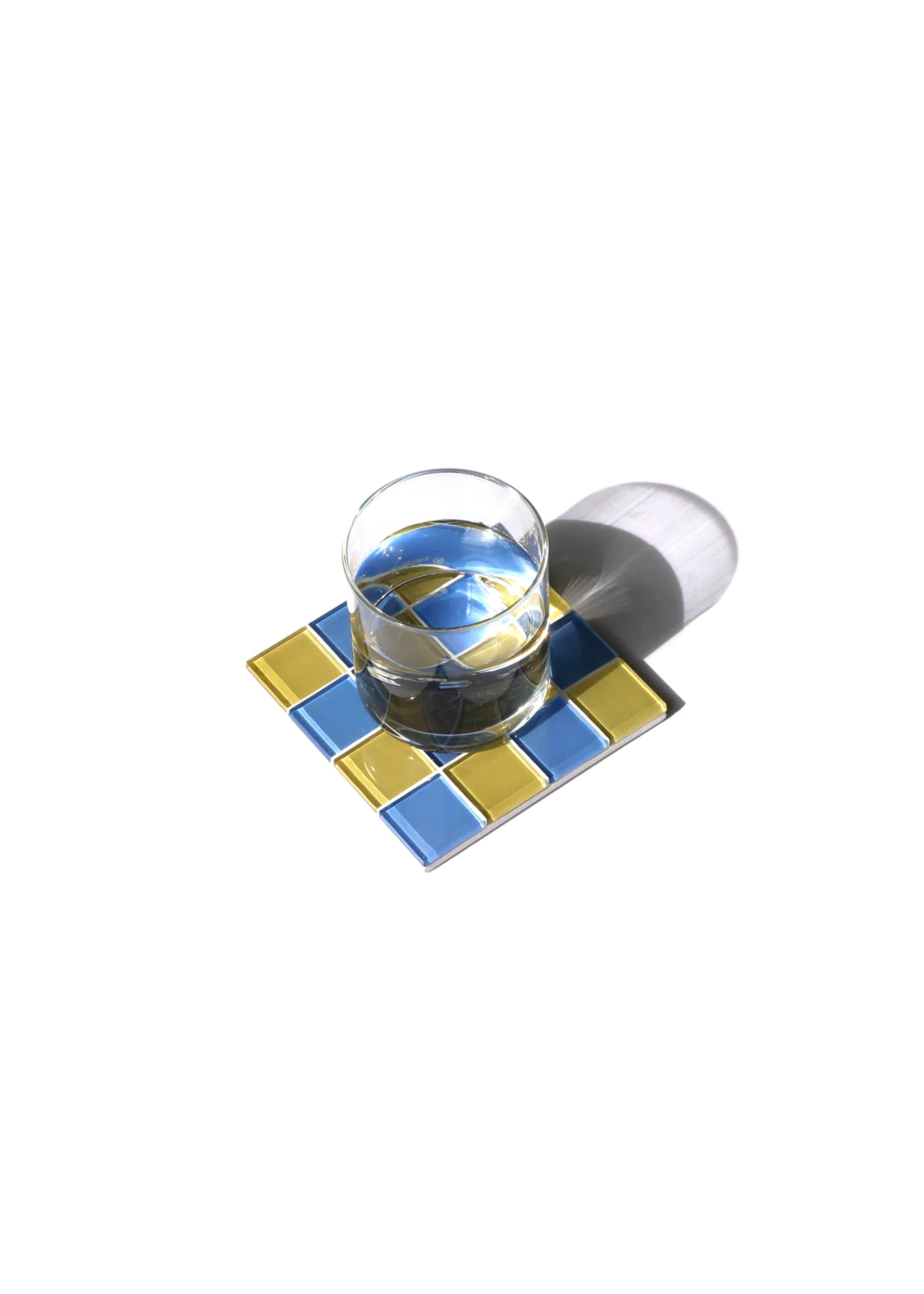 Studio Matrix Tiles - Coaster - Dark Blue - Yellow