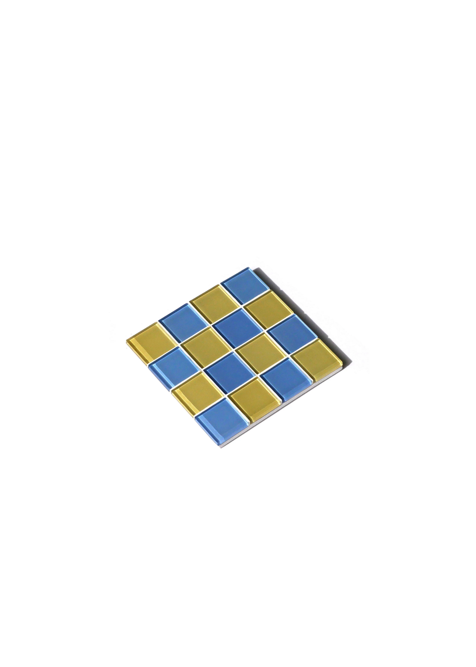 Studio Matrix Tiles - Coaster - Dark Blue - Yellow