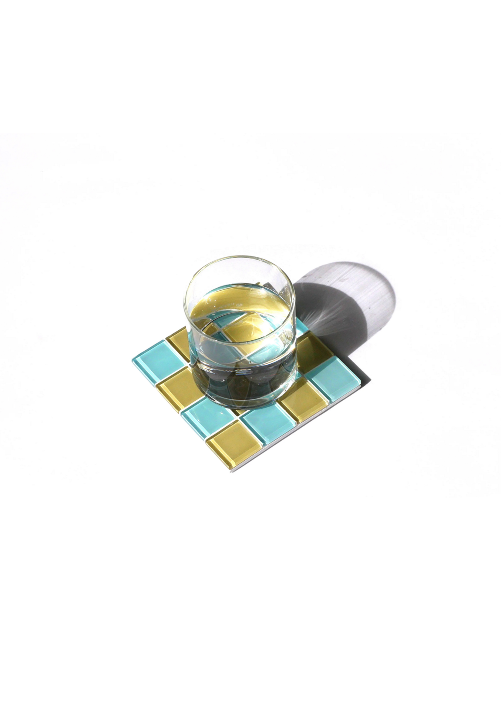 Studio Matrix Tiles - Coaster - Light Blue - Yellow