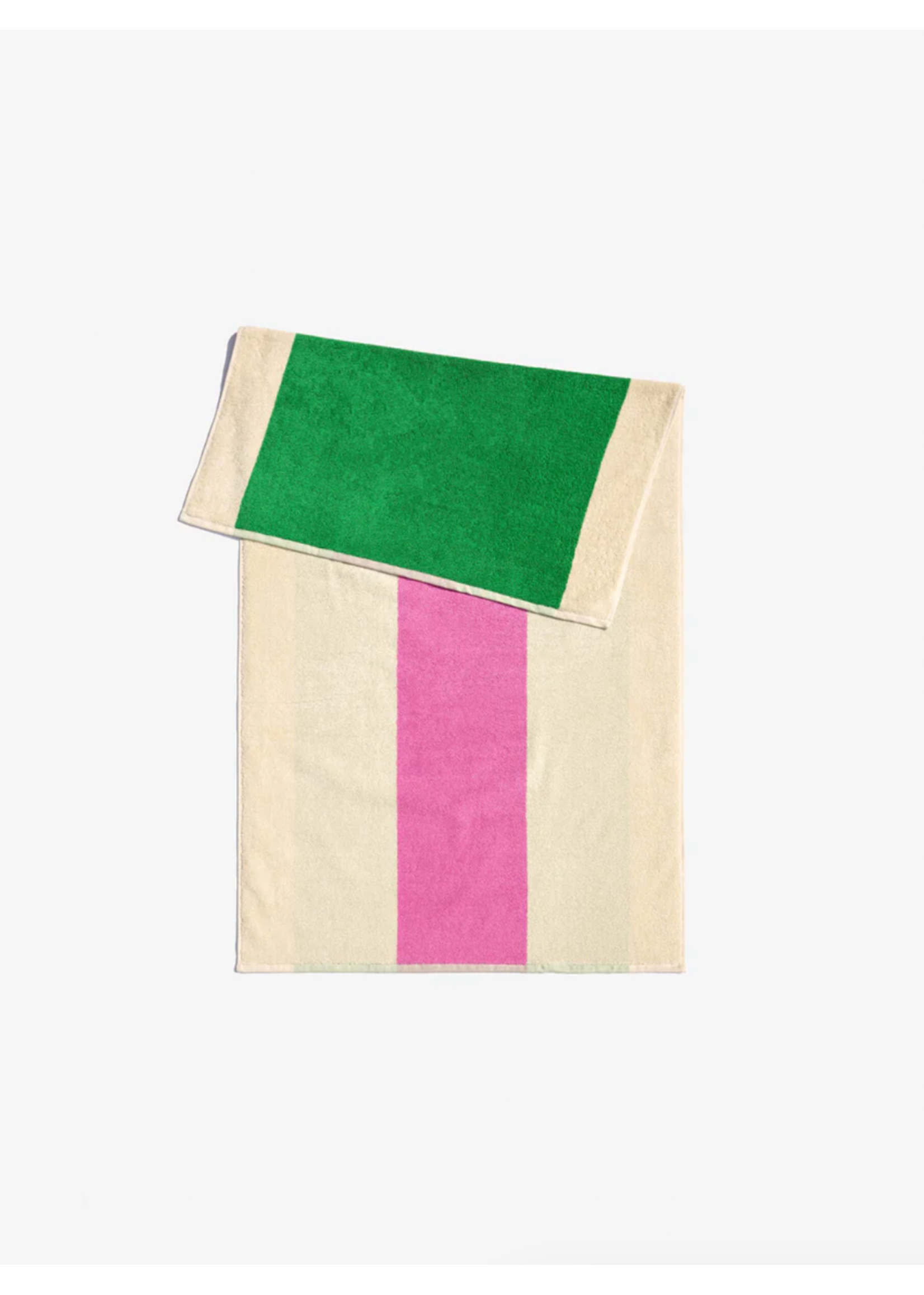 Terry Cotton - Badhanddoek - Pink/Green - 70/140