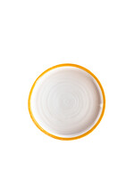 Val Pottery Ana - Low Plate - White & Yellow Edge - D27