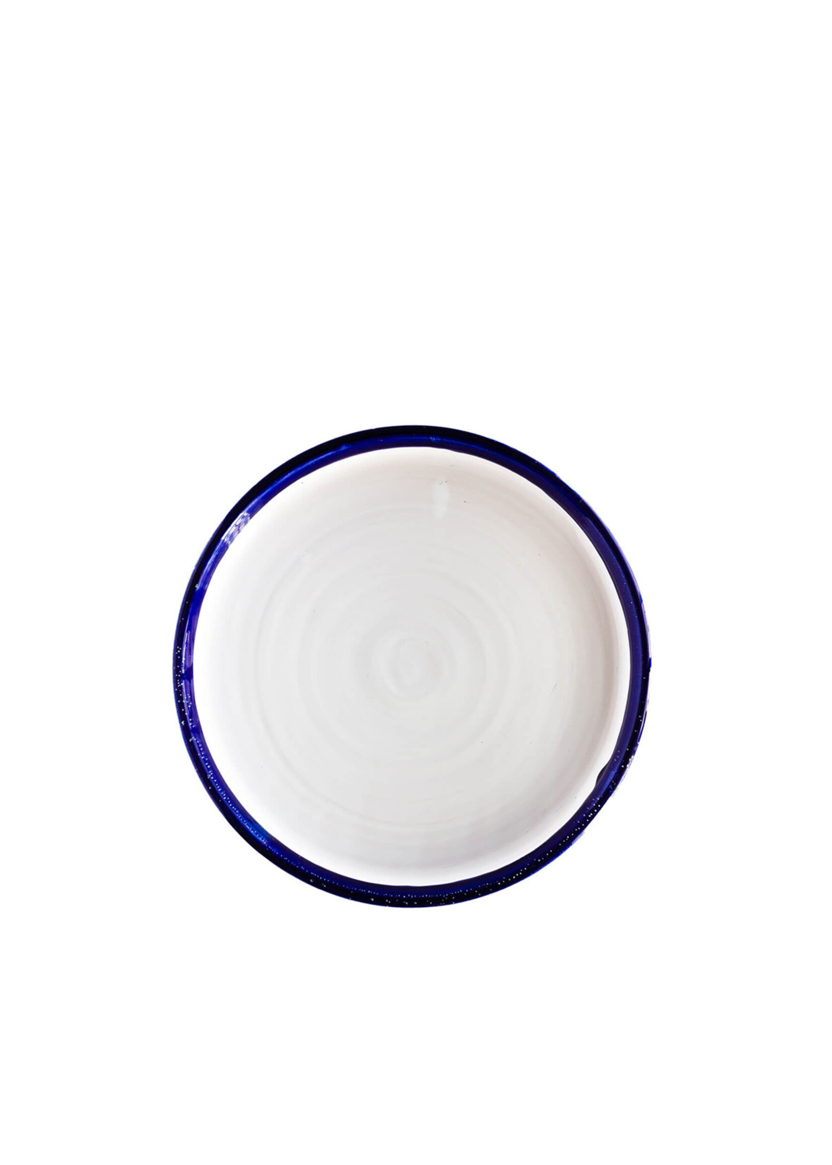 Val Pottery Ana - Low Plate - White Blue Edge - D27