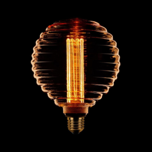 LED Lamp Globe Ribbles Kooldraad - 3 stappen dimbaar -  Amber/Goud E27
