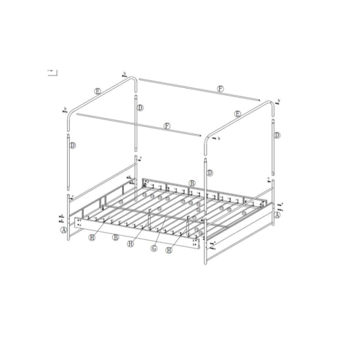 Hemelbed 160 x 200 cm - zwart metaal