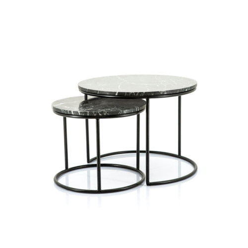 Bijzettafel Twin Black Marble Bijzettafel Twin Black Marble
