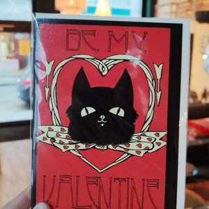 Kaart groot 'Black cat and hearts'