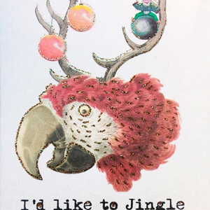 Kaart "I'd like to jingle" Parrot (incl. envelop)