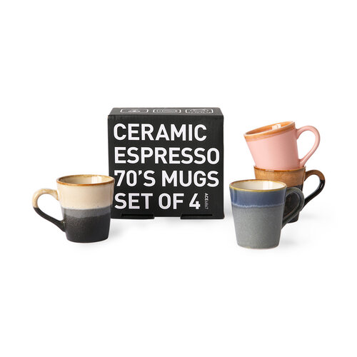 HKliving Set van 4 Espresso mugs 70s - Polaris