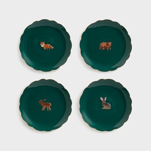 &Klevering Set van 4 bordjes Forest Animals