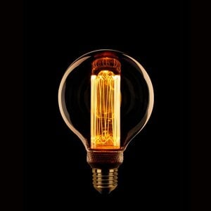 LED Lamp Globe 8 cm kooldraad 3 stappen dimbaar - Amber/Goud E27