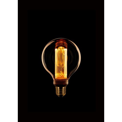 LED Lamp Globe 8 cm kooldraad 3 stappen dimbaar - Amber/Goud E27