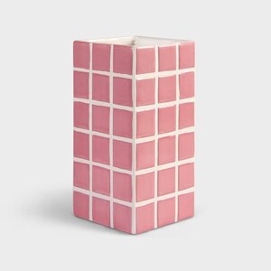 &Klevering Vaas Tile - Pink (21 x 10.5 cm)