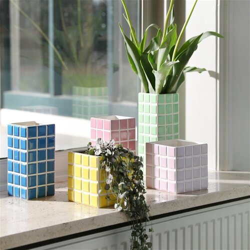 &Klevering Vaas Tile - pink