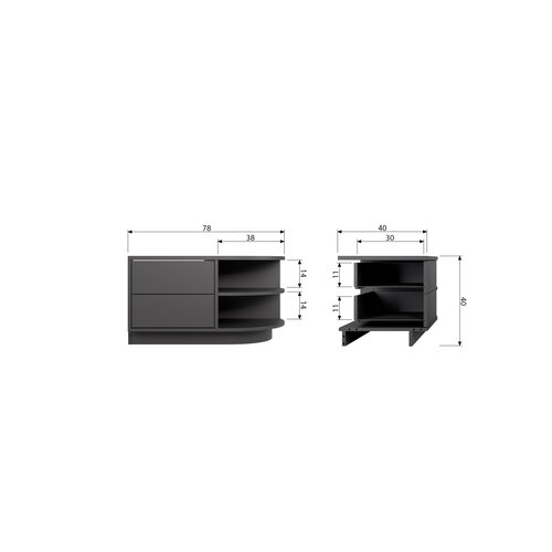 Raven TV meubel rond rechts - 78cm