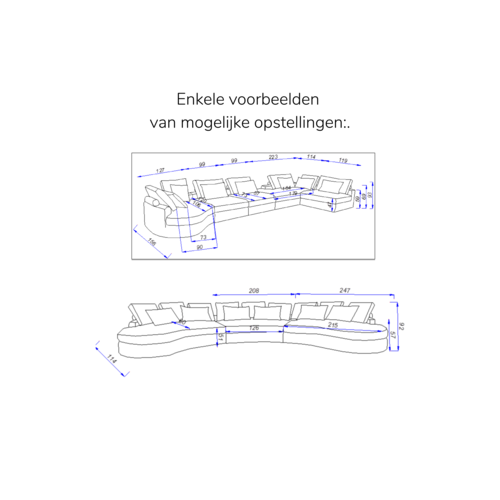 COMF Collection Zetel Toulouse - Opstelling Eiland + Longchair II - Stof Chub E