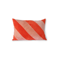 Kussen 60 x 40 cm - Striped velvet red/pink