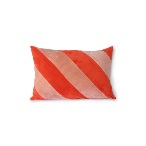HKliving Kussen 60 x 40 cm - Striped velvet red/pink HKliving Kussen 60 x 40 cm - Striped velvet red/pink