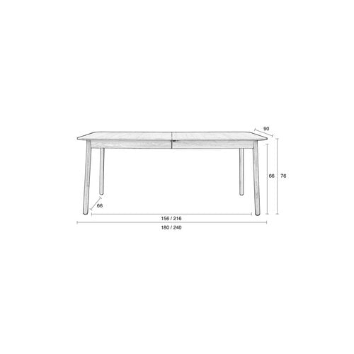 Zuiver Eettafel Glimps 180/240 x 90 cm - Walnut