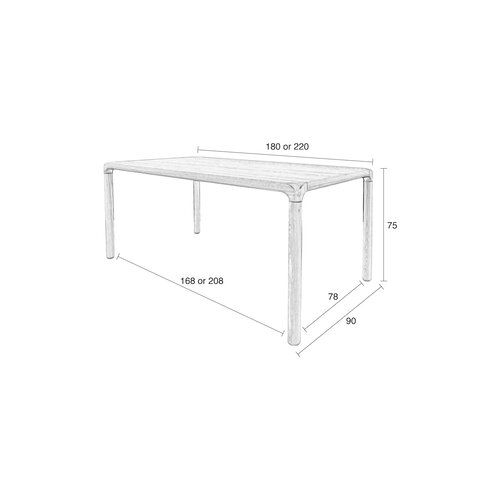 Zuiver Eettafel Storm 220 x 90 cm - Naturel