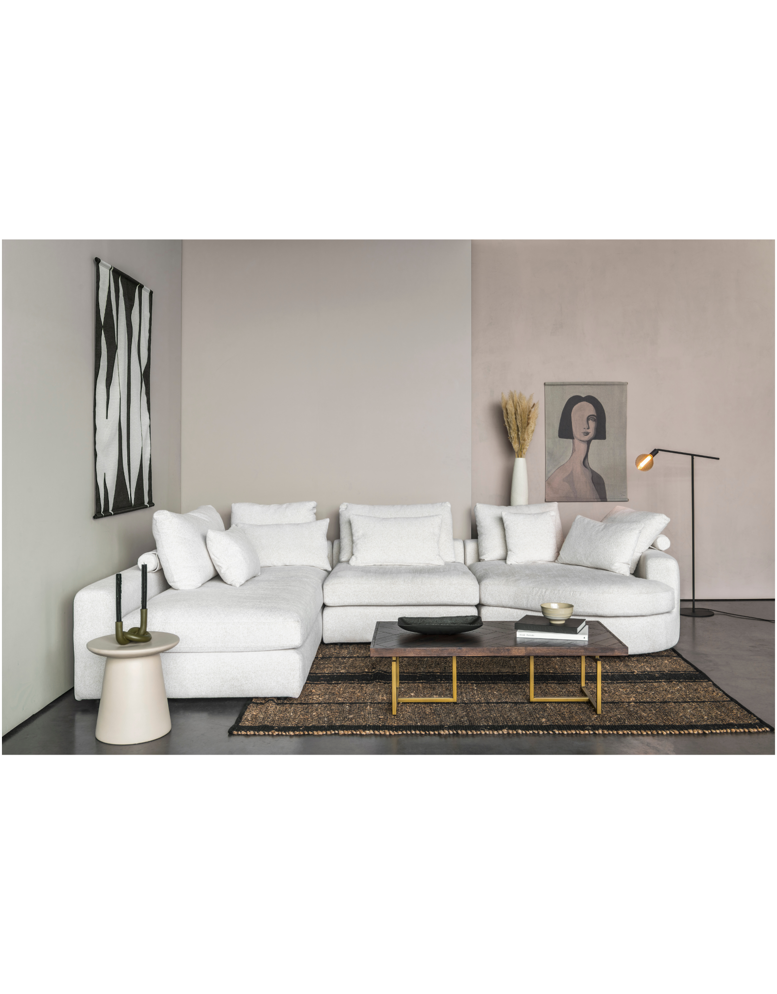 U&S sofa collection Zetel Toulouse - Opstelling Longchair II + 1,5 zit + Eiland rechts - stof Venro cat. B