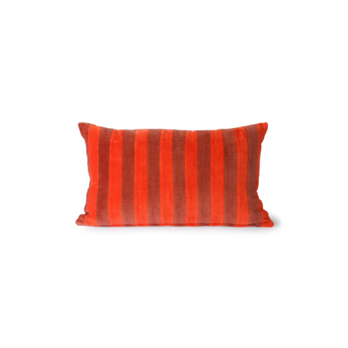 HKliving Kussen Striped velvet red/bordeaux