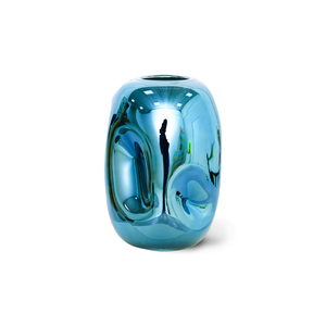 HKliving Vaas Blue Chrome Glass