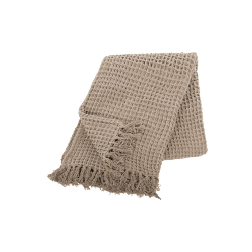 Plaid Katoen Waffle - Taupe 130x170cm Plaid Katoen Waffle - Taupe 130x170cm