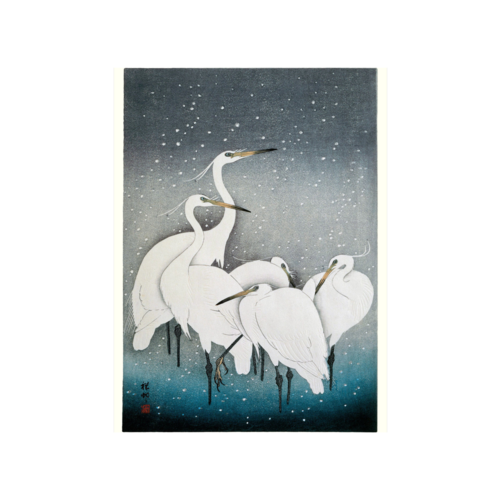 Poster Snowy Herons - 30 x 40 cm Poster Snowy Herons - 30 x 40 cm