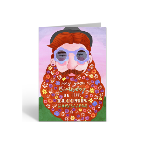 Kaart "Flowerbeard Man Birthday" (incl. envelop)