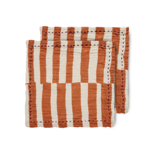 HKliving Set van 2 Servetten - Cotton Striped Tangerine